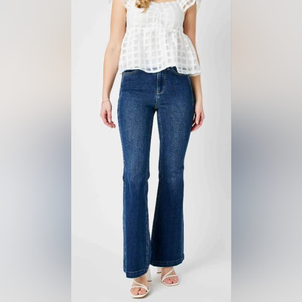 Judi blue high waist flare leg